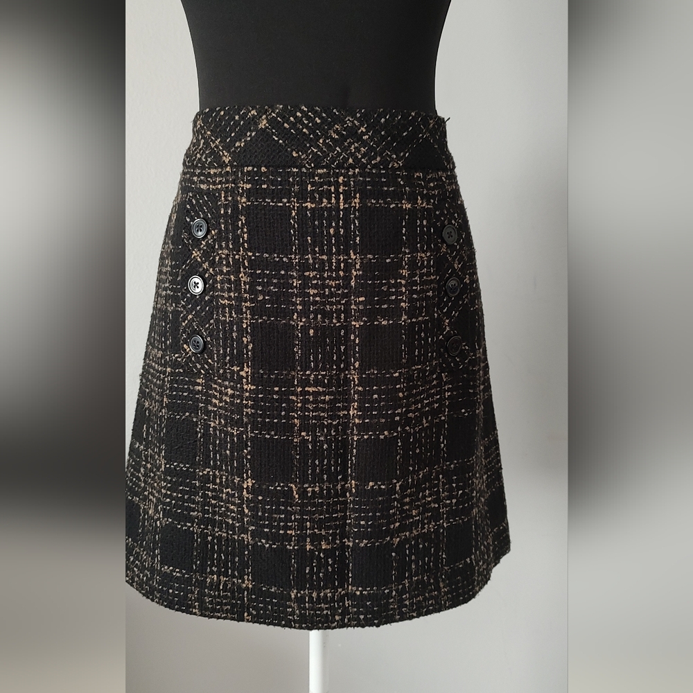 Skirt Loft Women Size 6 Cotton And Acrylic Size 6 Style Tweed Black And Brown
